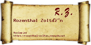 Rozenthal Zoltán névjegykártya